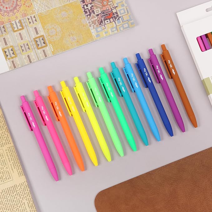 Mr. Pen- Retractable Gel Pens, 12 Pack, Bright Color Ink, Fine Point 0.7mm | Fast Dry, Smooth Writing, Cute Pens for Drawing, Writing Planner and School Supplies