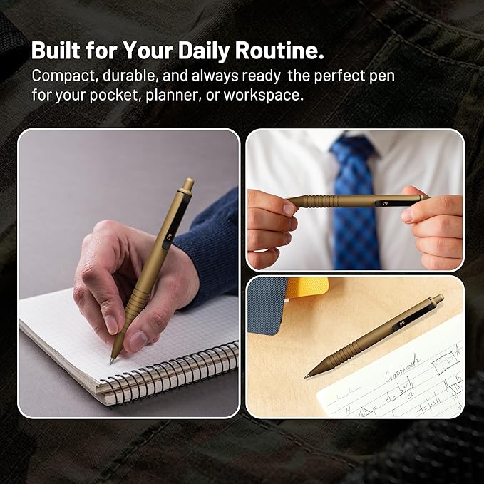 Everyman Military Super Matte Mini Click Pen | Compact Refillable 0.7mm Gel Pen with Premium Grip | Pocket-Size Metal EDC Pen for Travel, Office, Journaling & Everyday Writing