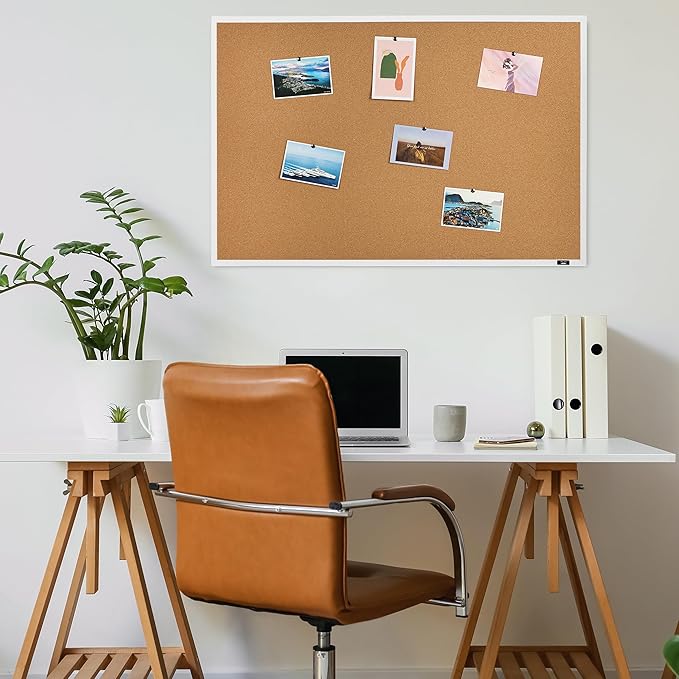 Mr. Pen- Cork Notice Board, 36 X 24 Inches, White Cork Bulletin Board for Walls, Pin Boards, Framed Corkboard, Decorative Hanging Pin Boards, Perfect for Office & Home Decor