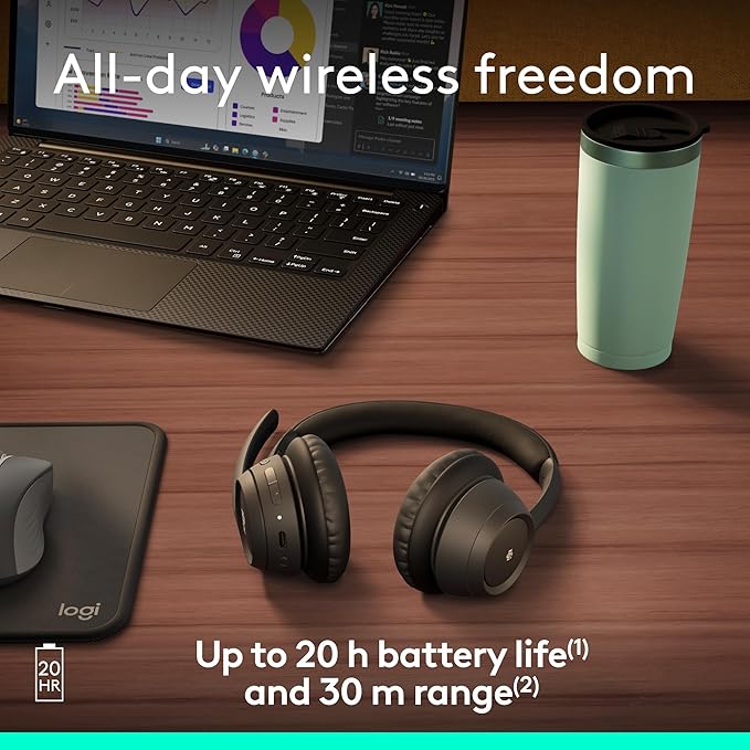 Logitech Zone 305 for Business, Wireless Bluetooth Headset with Microphone, Native Bluetooth, for Microsoft Teams, Compatible with Windows, Mac, Chrome, Linux, iOS, iPadOS, Android