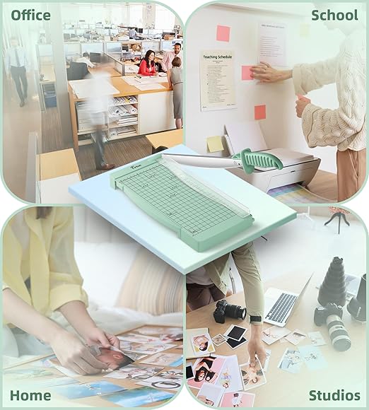 Firbon 12" Guillotine Paper Cutter with Hidden Ruler, Compact Heavy Duty 12-Sheet Capacity Trimmer for Cardstock, Photos, Scrapbooking, Office, Classroom, Studio (Morandi)
