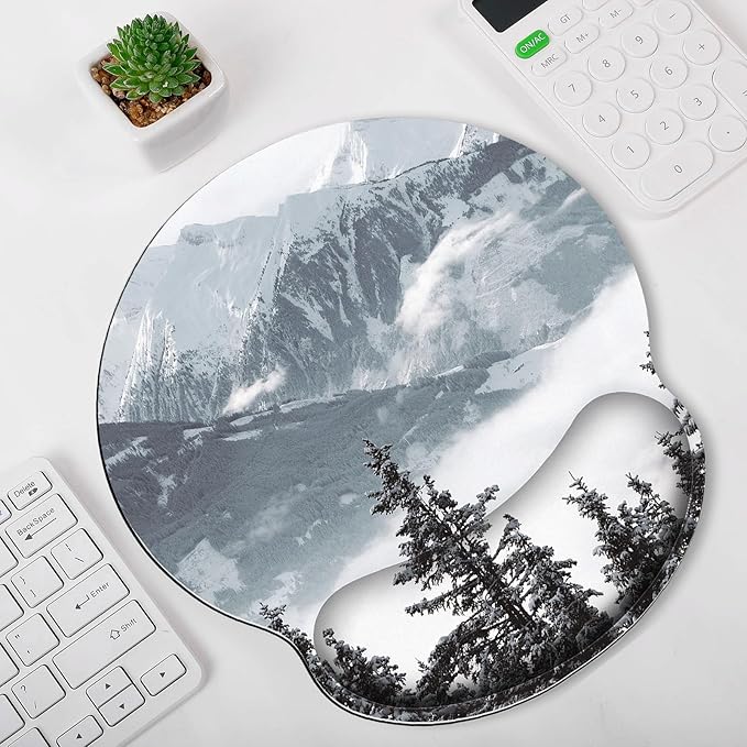 Ergonomic Mouse Pad with Wrist Rest, Small Mousepad with Non-Slip Rubber Base and Smooth Surface, Grey Mouse Pads for Desk, Office Desk Accessories