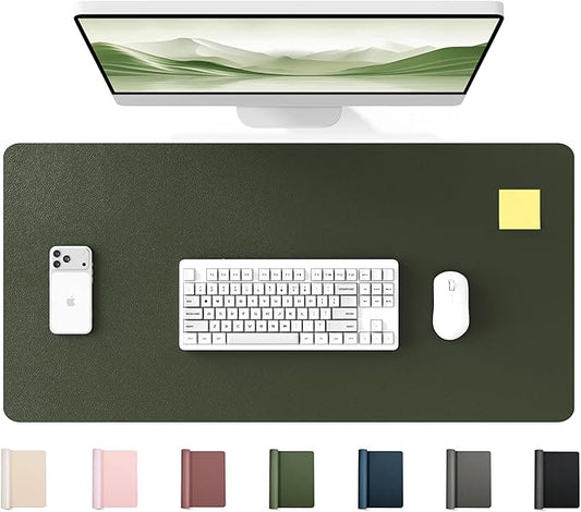 YSAGi 35.4" x 17" Large PU Leather Desk Mat for Keyboard and Mouse - Waterproof Non-Slip Desk Pad Protector for Office, Home, Writing Desk, Olive Green