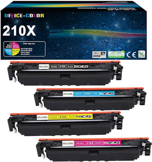 210X High-Yield Toner Cartridges Replacement for 210X 210 A Works with Color MFP 4301fdw 4301fdn Pro 4201dw 4201dn Printer Ink (‎Black Cyan Yellow Magenta 4 Pack)