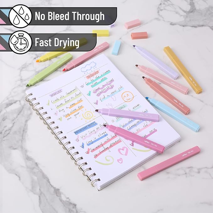 Mr. Pen- Aesthetic Highlighters No Bleed Bulk, 64 Pack, Pastel Color | Chisel Tip, Cute Highlighters Assorted Colors for Journaling, Highlighting, Underlining, Fast Dry, Back to School Supplies