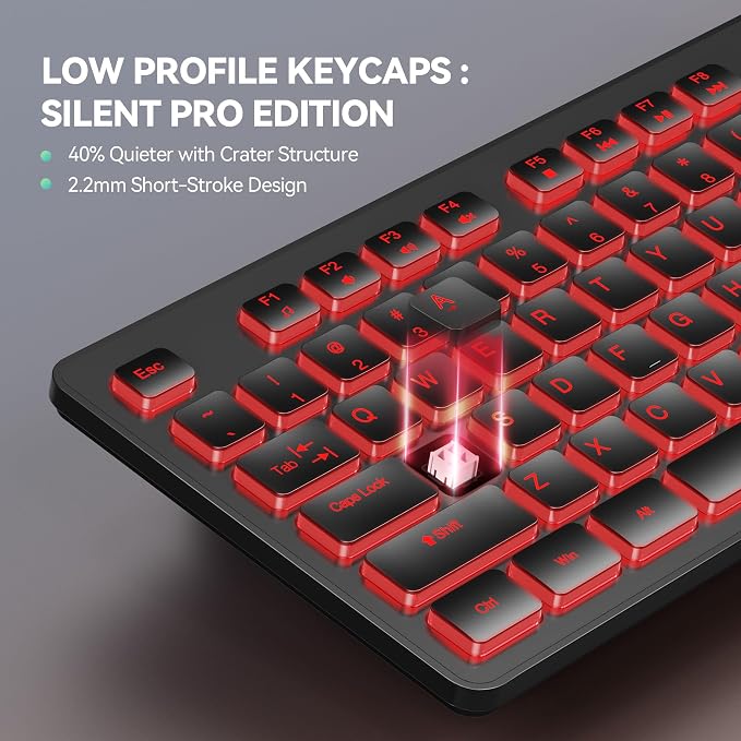 TECKNET Wired Keyboard, Silent Typing, Full-Size Layout,RGB Backlit | Spill-Resistant Design, USB-A Plug & Play, Slim Membrane Keys, Office Ready, PC, Laptop & Mac Compatible