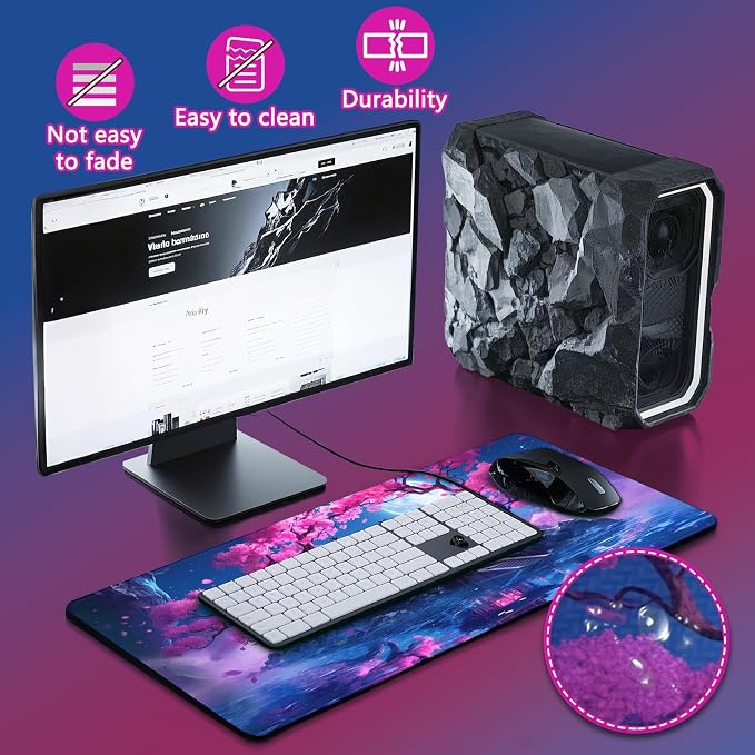 Mouse Pad Gaming - Desk Mat for Keyboard and Mouse - Large Mouse Pads for Desk, Gaming Mousepad with Non-Slip Base, Desks Pad (31.5" X 11.8") for Game, Office and Home