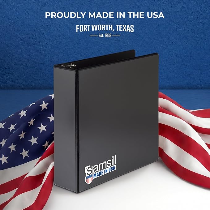 Samsill Economy 3 Inch 3 Ring Binder Bulk Pallet, Round Ring Binder, Customizable Clear View Cover, Black, Pallet of 288 Binders in 24 Cartons