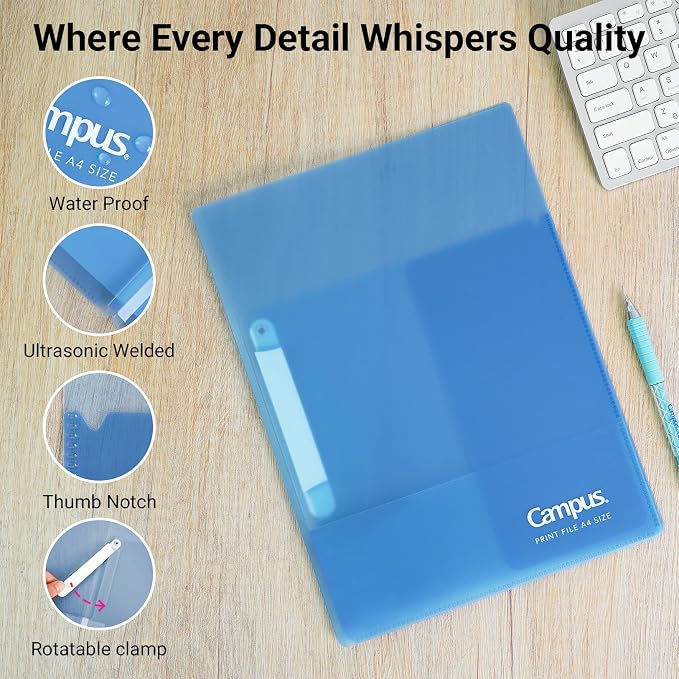 Kokuyo Portfolio Folder with Pockets Folder for Paper Organization, Heavy Duty Pocket Fits US Letter & A4，Dual-Purpose Clip & Pocket Design (FU-CE755M)