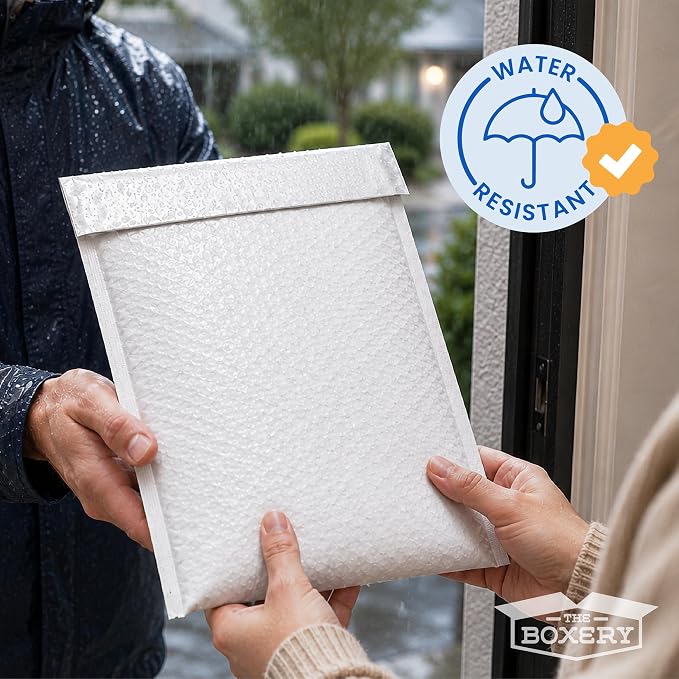 The Boxery 8.5x14.5" #3 Poly Bubble Mailers 100 Pack, Padded Envelopes, Self Seal, Waterproof Shipping Bags for Shipping & Packaging