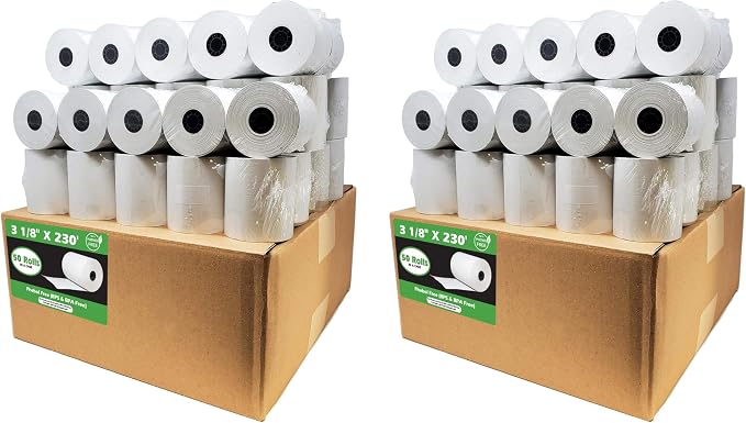 Phenol Free Thermal Paper (100 Rolls) 3 1/8 x 230 Receipt Rolls fits all Clover POS Cash Register Printers, Star Micronics SCP700 TSP100 TSP300 TSP400 (BPA & BPS Free) from BuyRegisterRolls