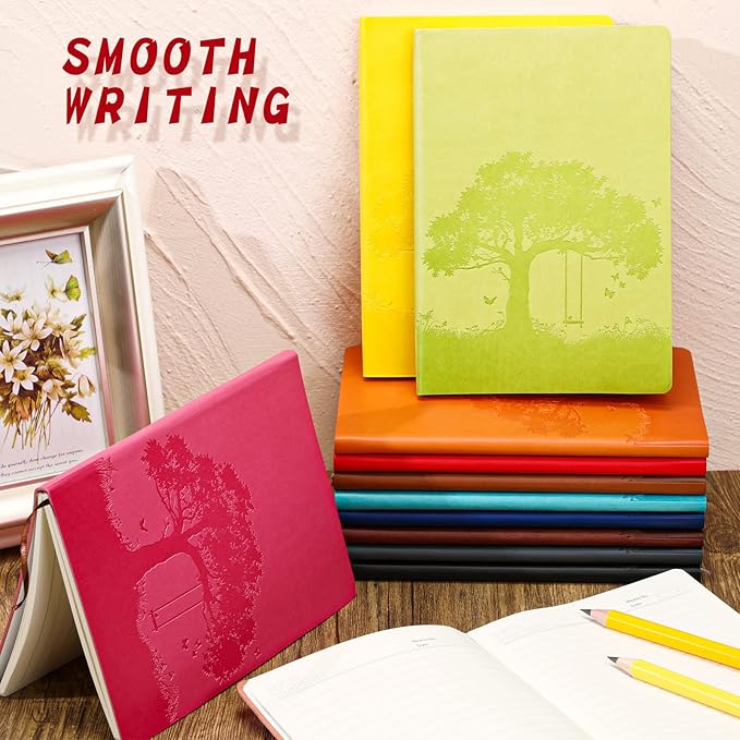 TaoBary 24 Pcs Employee Appreciation Gift A5 PU Leather Journal Bulk Colorful Tree Lined Journal Notebook Soft PU Leather Cover Ruled Writing Notebook for Office School Teacher Nurse (Bright Colors)