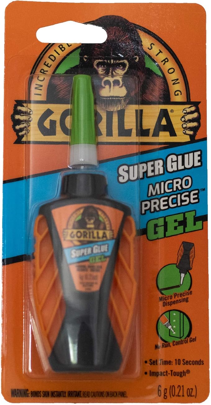 Gorilla Micro Precise Super Glue Gel, 6 Gram, Clear, (Pack of 6)