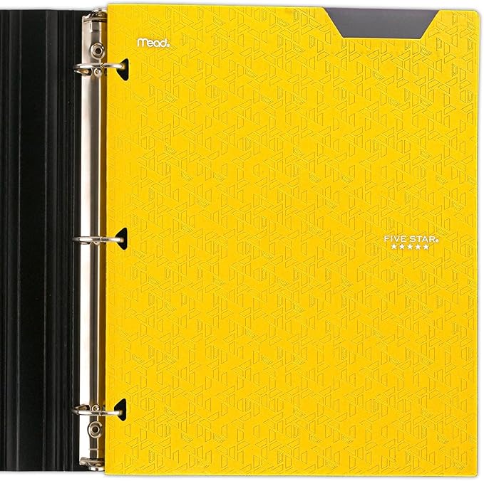 Five Star 2-Pocket Folder, 4 Pack, Plastic Folder with Stay-Put Tabs, Fits 3-Ring Binder, Holds 8-1/2" x 11" Paper, Tidewater Blue, White, Amethyst Purple, Harvest Yellow (38065)