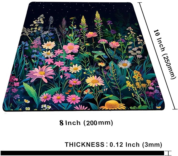 Black Beauty Folral Flowers Plants Mouse Pad,Brightly Colored Unique Design Computer Mousepad with Non-Slip Rubber Base for Women,Washable Mousepads Computer Mouse Pads for Desk Laptop