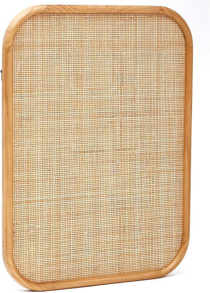 Vintage Framed Pin Board Linen Display Bulletin Board Large Ornate Fabric Picture Photo Pinboard Memo Decorative Prayer Pinboard Ornate for Wall Gift(Rectangle,20'' X 26'',Natural Rattan)