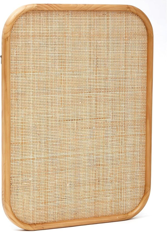 Vintage Framed Pin Board Linen Display Bulletin Board Large Ornate Fabric Picture Photo Pinboard Memo Decorative Prayer Pinboard Ornate for Wall Gift(Rectangle,20'' X 26'',Natural Rattan)