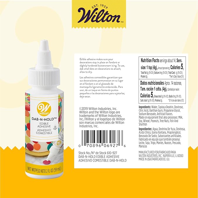 Wilton Dab-N-Hold Edible Adhesive, Strong Food-Safe Glue for Cake Decorating, Fondant, Sugar Sheets & Icing Decorations, Clear, 2-oz