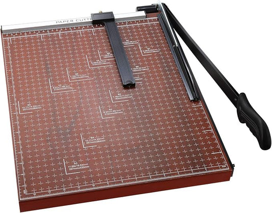 18" Guillotine Paper Cutter, 12-Sheet Precision Trimmer with Safety Lock | Heavy Duty Professional Metal Base, Magnetic Alignment for A2-A7 Cardstock, Large Office School Home Desktop Cutting Tool