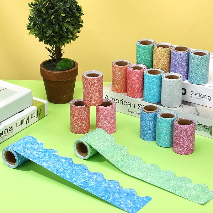 16 Rolls 263 ft Bulletin Board Borders Scalloped Border Trim Colorful Bulletin Board Strips Classroom Decoration Strips Decorative Poster for School Decor(Macaron Color)