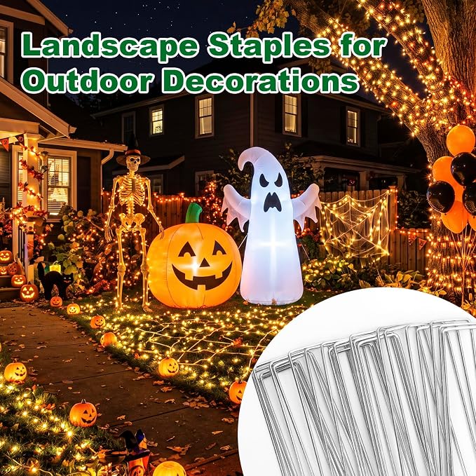 CEWOR 50 Pack Landscape Staples 6 Inch, Galvanized Garden Stakes