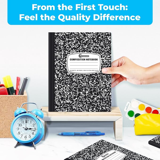 Composition Notebooks Bulk, 2000 Pack, Wide Ruled, Black Marble | Full Pallet of Notebooks, 100 Sheets/200 Pages, 9-3/4 x 7-1/2, Bulk Notebooks for School, College & Office, 4-7 Days Transit