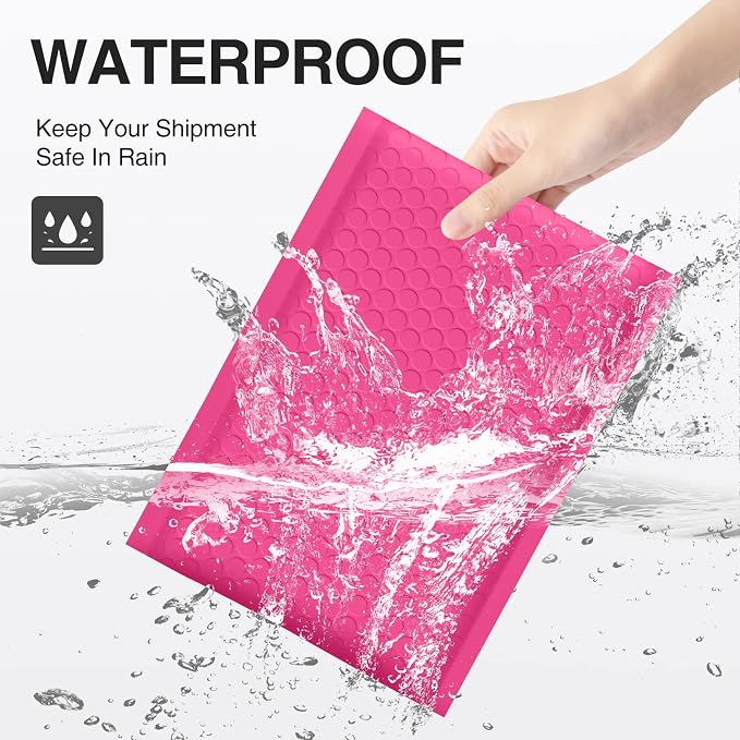 UCGOU Large Bubble Mailers 12x16" 25 Pack Usable Size 12x15" Hot Pink | Waterproof Self Seal Adhesive Padded Envelopes Bulk for Small Business Opaque Shipping Bags for Mailing Jewelry Makeup Book