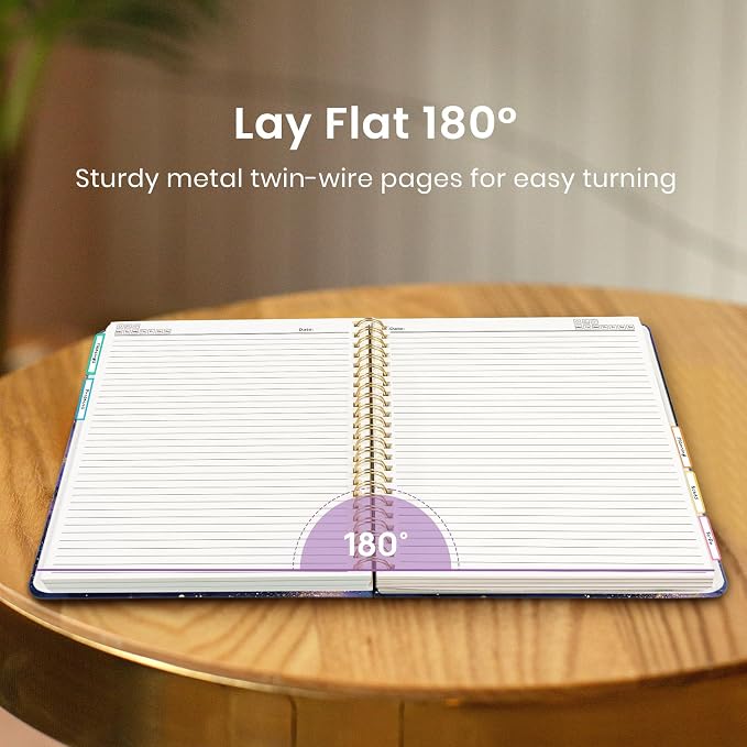 Large Spiral Notebooks for Work 5 Subject with Removable Dividers | 8.5" x 11" Pretty Hardcover Notebook Journal for Women, College Ruled, Perfect for Study & Office , 280 Pages, Amethyst