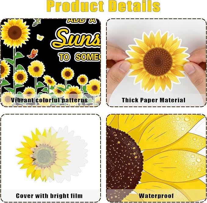Summer Sunflower Bulletin Board Decorations Classroom Bulletin Board Border Motivational Cutouts with Butterflies & Fences – Classroom Cardstock Decor for Classroom Bulletin Board Border