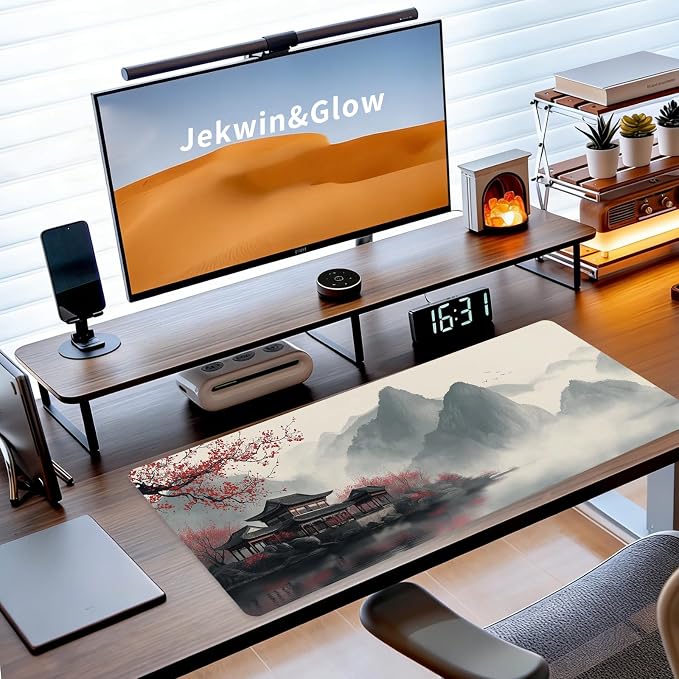 Japanese Large Mouse Pad, Gaming Mousepad Big XL Extended Non-Slip Stitched Edges, Desk Mat, Laptop Computer Keyboard Pad for Desktop Decor Office Home, 31.5x11.8in