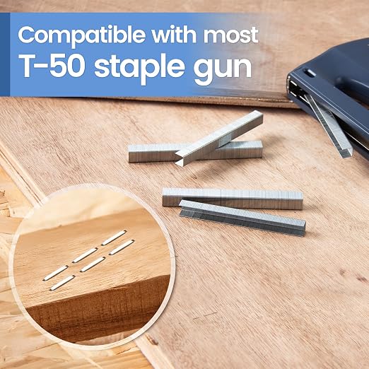 meite T50 Staples, 5/16 Inch Length Heavy Duty Staples for Staple Gun, Galvanized, 20 Gauge 3/8" Crown, Compatible with T50 Staple Gun, Ideal for Upholstery, Construction, Furniture (5,000 Counts)