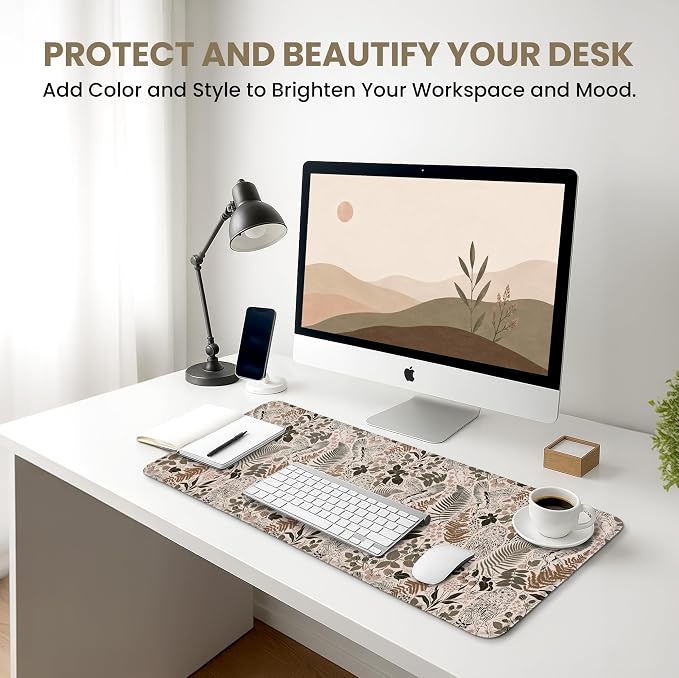 Aesthetic Desk Mat, Cute Magical Forest Desk Pad Protector for Work & Decor, 35.4" x 15.7", Pretty Non-Slip Extended Mouse Pad for Office or Home