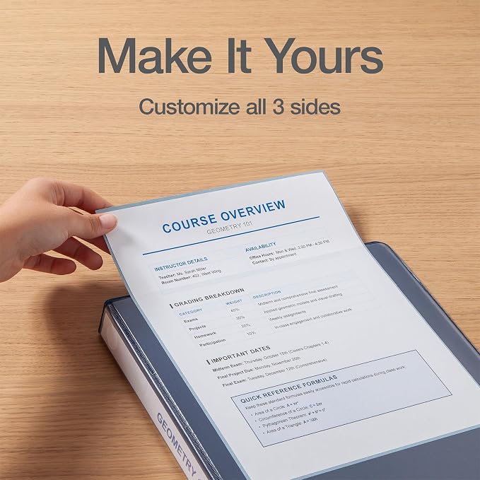 Cardinal 1 Inch 3 Ring Binders, 6 Pack, Assorted Colors, Holds 225 Sheets | Round rings, clear view covers for custom inserts, and 2 inside pockets. PVC free, non stick. Stock up pack.