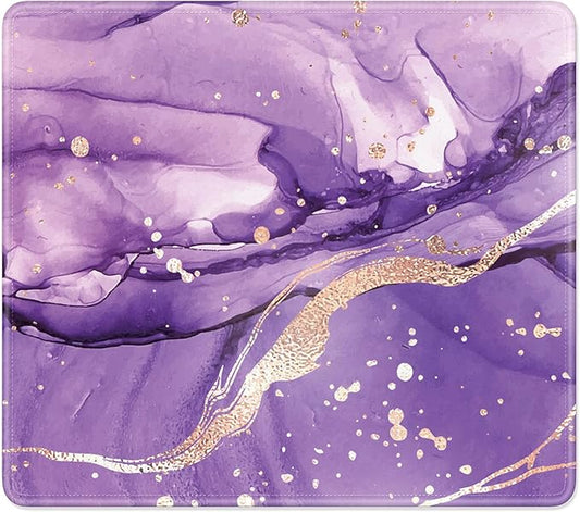 Mouse Pad, Minimalism Marble Style Computer Pad, Anti-Slip Rubber Mouse Mat with Stitched Edges for Gaming, Office, Laptop, PC, Women, 9" x 8" Thick 3 mm, Purple Marble