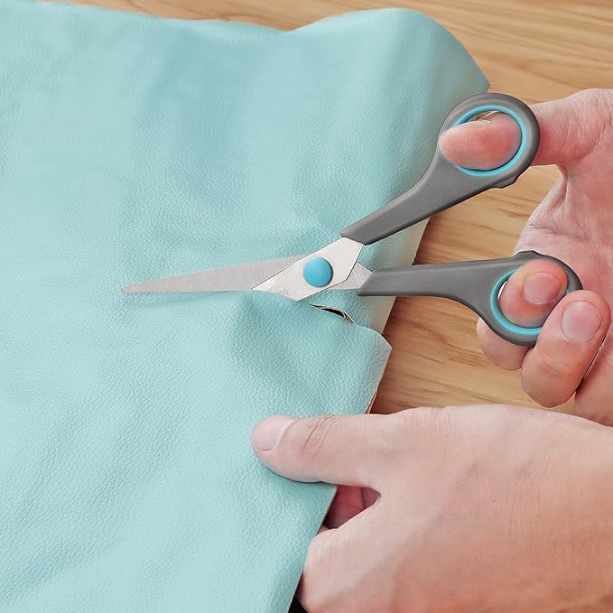 6.4" Scissors, Stainless Steel Blades, Soft Grip Handle, Suitable for Households,Offices and Schools, All Purpose, Blue/Grey