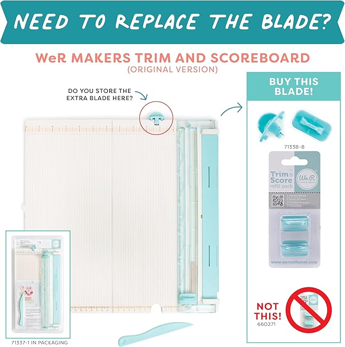 We R Memory Keepers Trim & Score Board (71337-1), 12x12 Board with Scoring Tool and Two Titanium Blades (71338-8), Great for Scrapbooking, Card Making, Paper Crafts