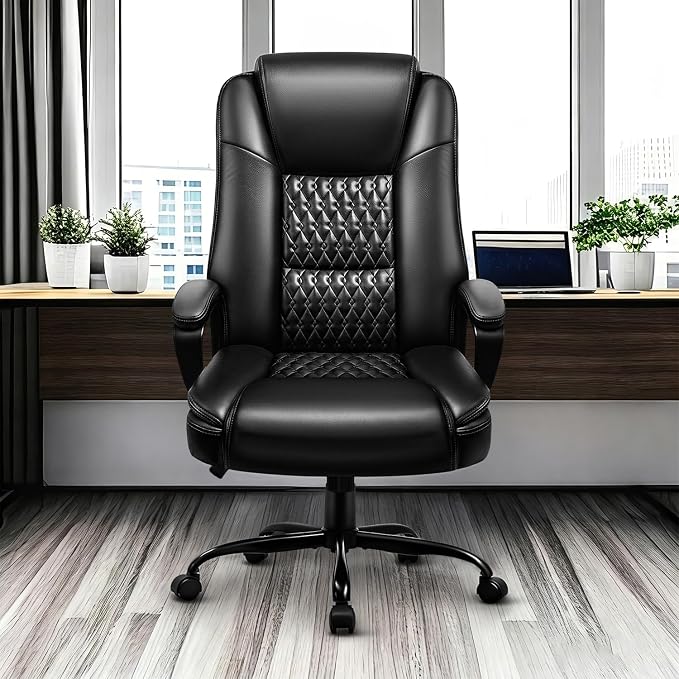 Ergonomic Leather Office Dsek Chair,Executive with Lumbar Support | Big and Tall Design,275LBS Capacity,Executive with Padded Armrests,Computer Desk Use,2026 Upgraded Model