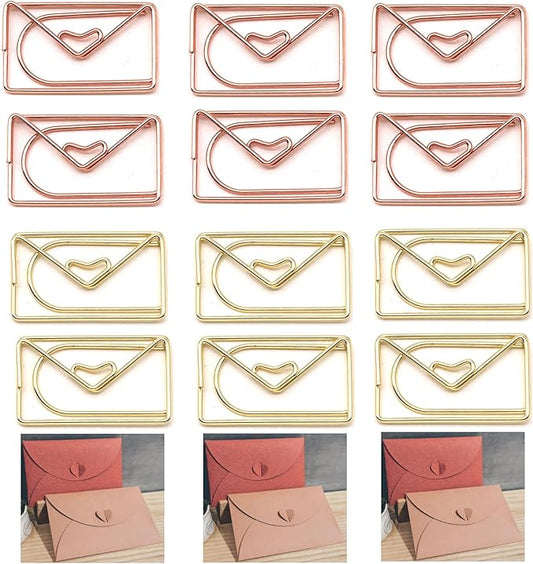 30 Pcs Metal Envelope-Shaped Paper Clips Set-Fun Paperclips Gold and Rose Gold Office & Party Essentials