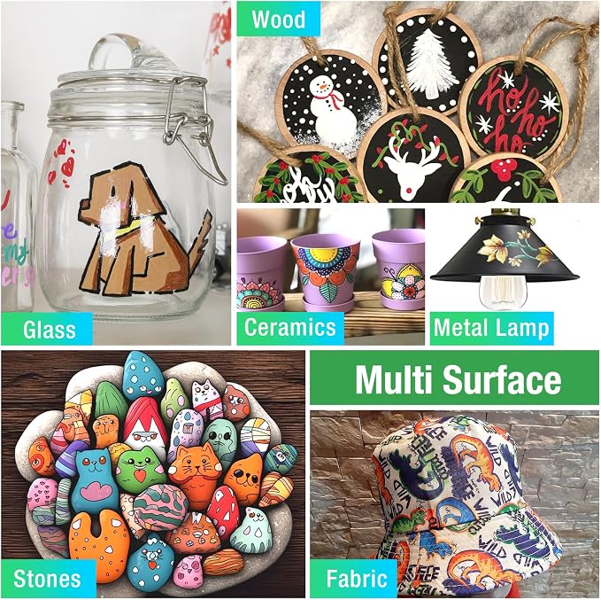 DAPAWIN Oil Based Paint Pen: Permanent Paint Marker, Quick-Dry, Waterproof Paint Set of 24 for Metal, Wood, Easter egg, Rock Painting, Glass, Fabric, Ceramic, Mug, Plastic, Stone, Christmas Stencil