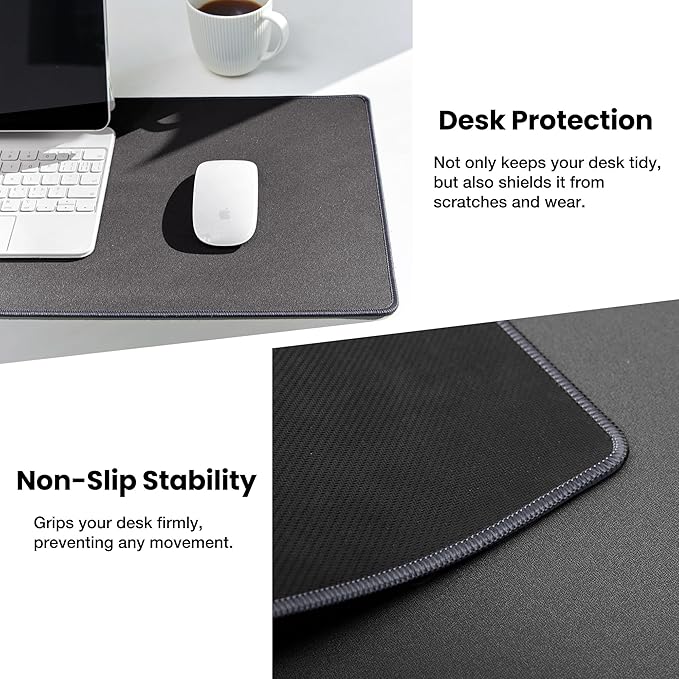 ALOANES Waterproof Mouse Pad with Durable Stitched Edge, XXXL Gaming Keyboard Pad, Non-Slip Rubber Base Mouse Mat, Extended Desk pad for Gamer, Office & Home, Dark Gray Mousepad 35.4"x 15.7"x 0.12"
