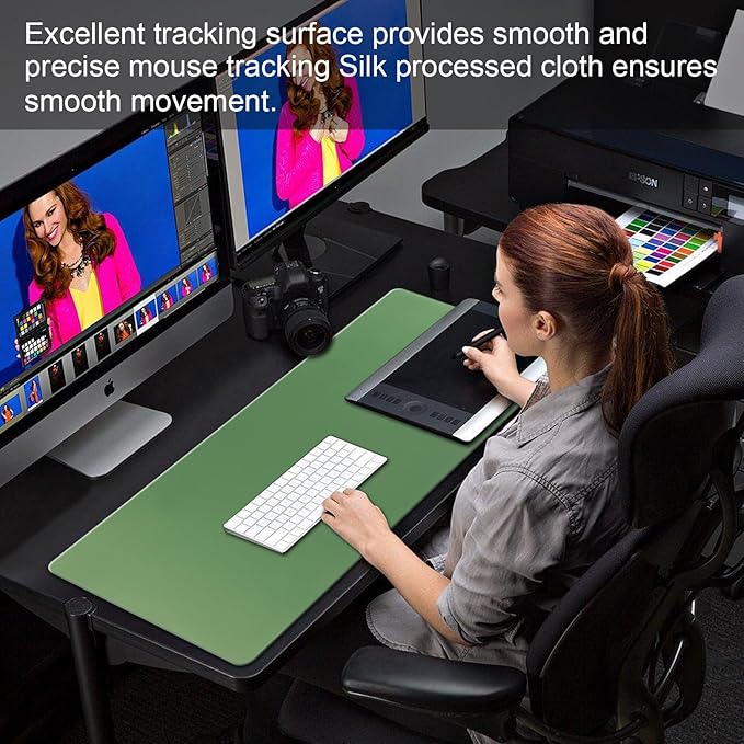 Gaming Mouse Pad,Large Mouse Pad Size 31.5x11.8 Thickness 0.12 in,Premium-Textured Non-Slip & Waterproof Computer Mousepad with Stitched Edges for Gaming,Office & Home-80x30 Olivegreen014