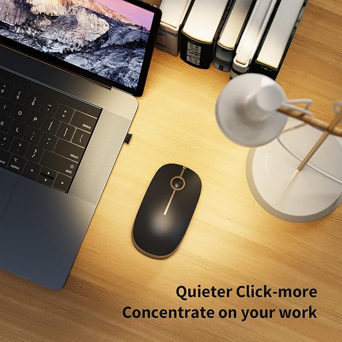 VssoPlor Wireless Mouse, 2.4G Slim Computer Laptop Mouse, Black and Gold | Portable Mouse, Plug & Play USB Nano Receiver, Quiet Silent Optical Mice for Notebook, PC, Laptop, Computer, Windows, Mac