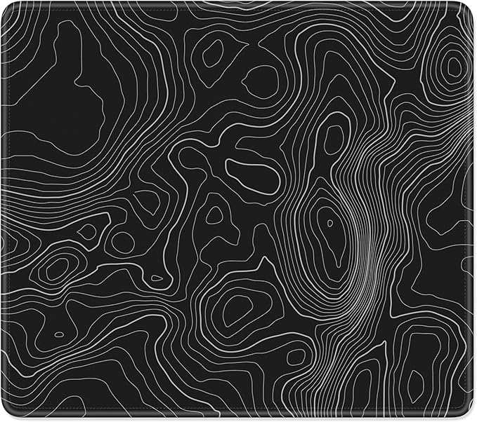 Mouse Pad, Minimalism Marble Style Computer Pad, Anti-Slip Rubber Mouse Mat with Stitched Edges for Gaming, Office, Laptop, PC, Women, 9" x 8" Thick 3 mm, Black Swirl