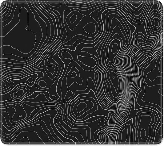 Mouse Pad, Minimalism Marble Style Computer Pad, Anti-Slip Rubber Mouse Mat with Stitched Edges for Gaming, Office, Laptop, PC, Women, 9" x 8" Thick 3 mm, Black Swirl