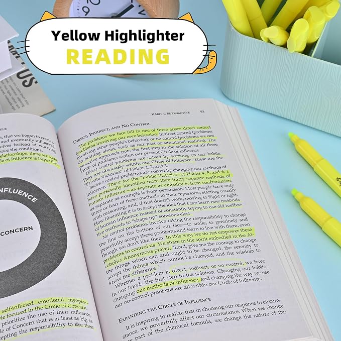 Yellow Highlighters 24 Count, Chisel Tip Highlighter Bulk, Dry Quickly, Perfect for Students Adults Highlighting, Organizing, Coloring in Classroom, School, Office