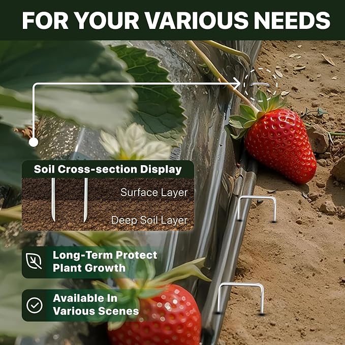 Landscape Staples 4 inch Stakes for Gardening 50 Pack Galvanized Garden Staples for drip Irrigation Landscape Fabric pins Updated Heavy-Duty Weed Barrier Fabric Lawn Outdoor Projects | Sharp Ends, Secure Weed Barrier Fabric, Rust-Resistant Galvanized S...