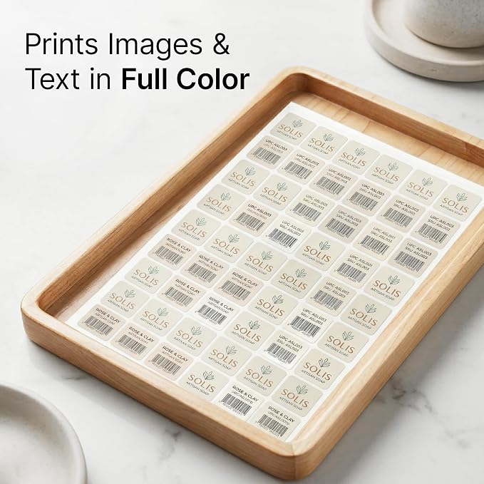 1" X 1" Matte White Printable Labels (500 Sheets, 31500 Stickers) | Custom Stickers, Logo and Barcode Stickers for Laser & Inkjet Printers - Spartan Industrial Template S001