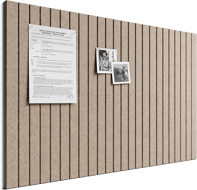 Bumusty 36"x 24" Large Felt Bulletin Board Tiles,Taupe | 6-Pack Cork Board Alternative, Wall Decor, 30 Pushpins, 30 Adhesive Tabs, Vision Board, Office, Classroom, Home, Dorm