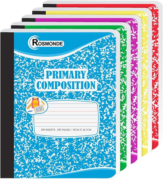 Composition Notebooks Bulk, 5000 Pack, Primary Ruled, Color Marble | Bulk Notebooks for Grades K-2, 200 Pages/100 Sheets, 9-3/4 x 7-1/2, School Districts, Wholesale Purchasing, 4-7 Days Transit