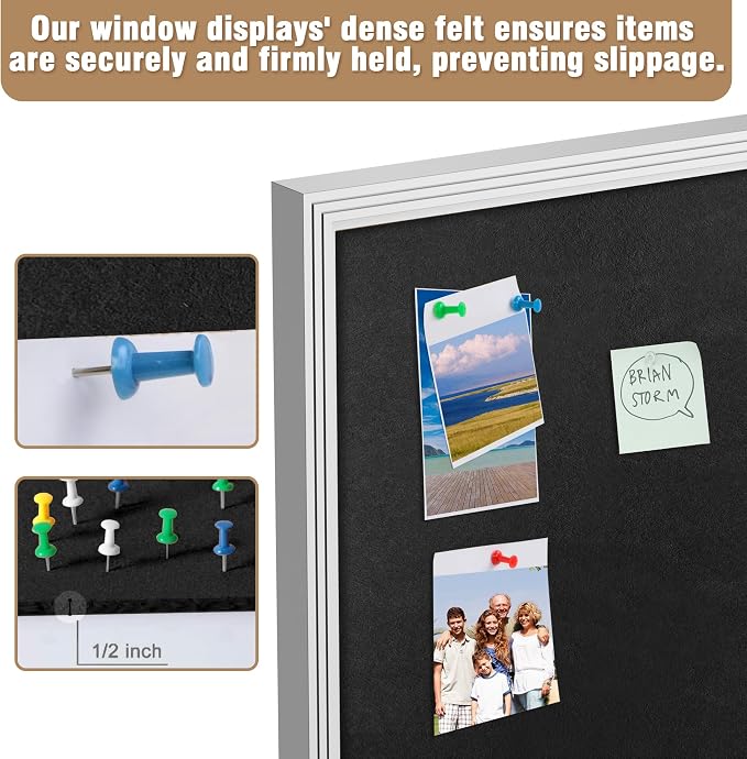 Mifuro 26"x20" Enclosed Bulletin Board, Outdoor Lockable Weather-Resistant Aluminum Cork Noticeboard for School & Office, Silver Frame w/Black Flet